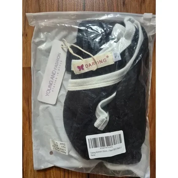 Darong Shirt Women's SZ Small Sleeveless Tank Top Striped Crew Neck Ribbed Knit - Picture 7 of 7